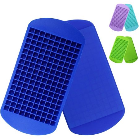 Silikon Mini Isbitbrett 2-pakning, 160 Små Isbitformer Lett Å Løsne Knust Isbit, for Avkjøling av Whiskey Cocktail, Blå