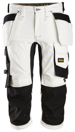 Snickers Workwear 6142 AllroundWork Piraattihousut valkoinen, musta Valkoinen, Musta, Vaatteet
