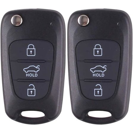 3 knapper nøgle etui erstatning kompatibel med Hyundai i20 i30 i35 ix20 ix35 folde fjernbetjening bilnøgle tilbehør (2 stk)