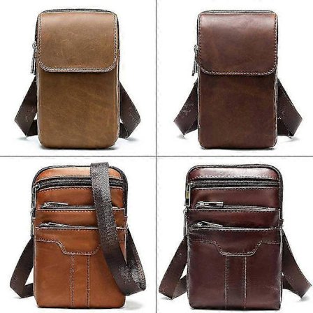 Axelväska för män Bälte Äkta Läder Crossbody-väskor för män Små Messenger-väskor Ficka Manlig Midje-/telefonväskor 8847