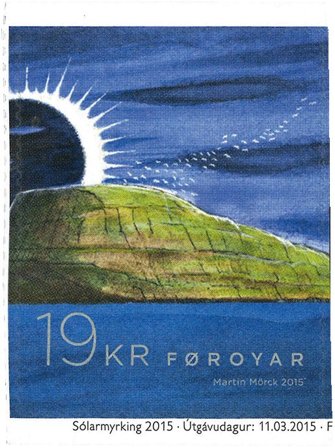 Færøerne - Solformørkelse 19 kr værdi - Postfrisk selvklæbende frimærke 19 kr