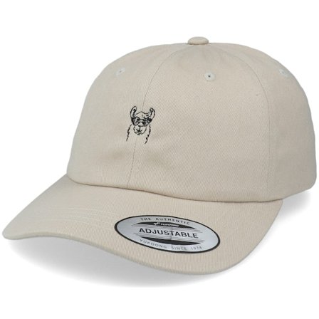 Abducted - Beige unconstructed Cap - Cool Tiny Lllama Stone Dat Cap / Unstructured @ Hatstore