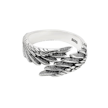 Vingar Ring Retro Fjäder Silver Ring Justerbar Ring Gåvor För Kvinnor Män