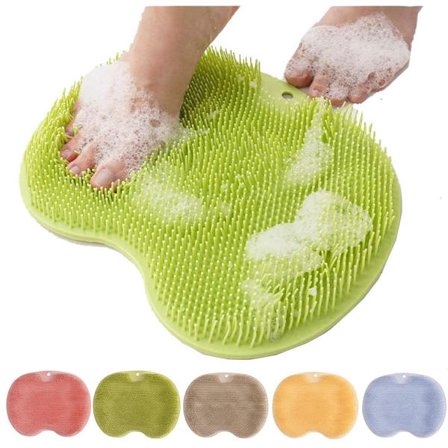 Skrubbemåtte til brusebad - Anti-slip bademåtte med sugekopper, rengørings- og eksfolieringsoverflade - Kompatibel med alle badeværelser - Grøn