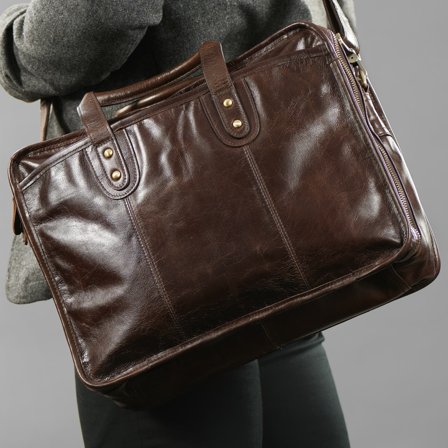 Porte-documents en cuir marron foncé pour hommes - Sacs en cuir