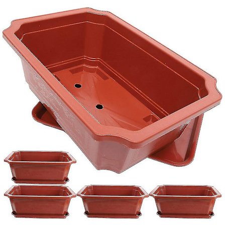 5 sæt klassiske bonsai-potter til havebrug, store blomsterpotter til bonsai-dyrkning med bakke, nye 2024, høj kvalitet