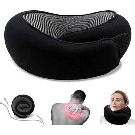 Reise Nakkepute U-formet Minneskum Nakkeputer Massasje Nakkepute Sovende Flyputepute Cervikal Helsevesen Pute svart