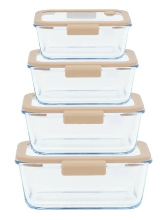 Pebbly Pebbly 5 Pcs Set : 4 Rectangular Boxes & Air Vacuum Pump - Nude - ONE SIZE