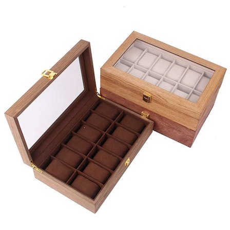 Klockbox för 12 klockor Trä - Valnöt, Körsbär eller Ek Körsbär_max