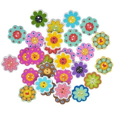 50 st/förpackning 20 mm flerfärgade träknappar för DIY-hantverk