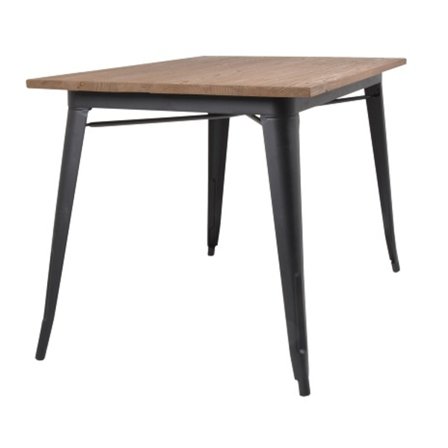 501 Plåtbord svart med trä skiva 120x75