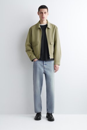 COS Homme Veste Workwear Zippée En Mélange De Coton Jacket in Beige