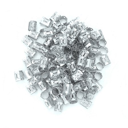 100 st justerbara flätor pärlor ringar manschett hår skönhet dekoration verktyg peruk tillbehör silver