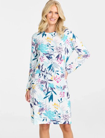 Damella of Sweden Nightdress Long Sl - White - L