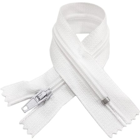 Pakke med lukkede nylon glidelåser, glidelås for å sy på klær, sy glidelåser, (20 cm, hvit)