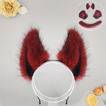 Halloween vevd dans varulv dyreøre hode dekorasjon kostyme rekvisitter ulveøre pannebånd dyreklo hansker ulvehale kostyme_tfrf