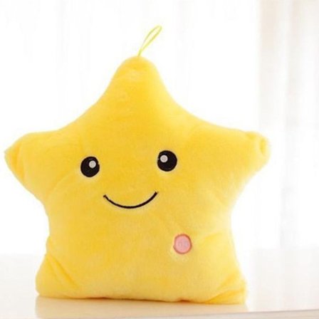 LED-stjernepute, stjernepute i plysj, LED-stjerneformet pute, lysende