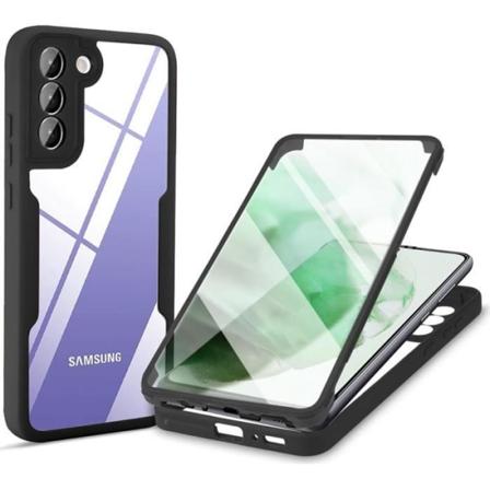 Etui til Samsung S22 Plus (6,6") Sort fuld tyk 360 graders beskyttelse Anti-ridseforstærket kant
