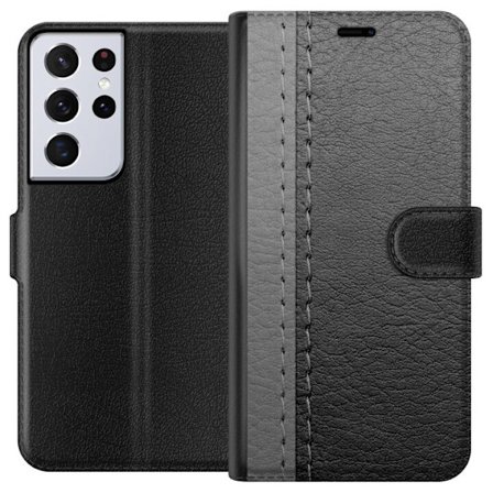 Kompatibelt Lommeboketui til Samsung Samsung Galaxy S21 Ultra 5G Sort & Grå Lær