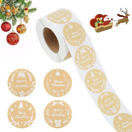 500 st runda juldekaler i papper med självhäftande etiketter T