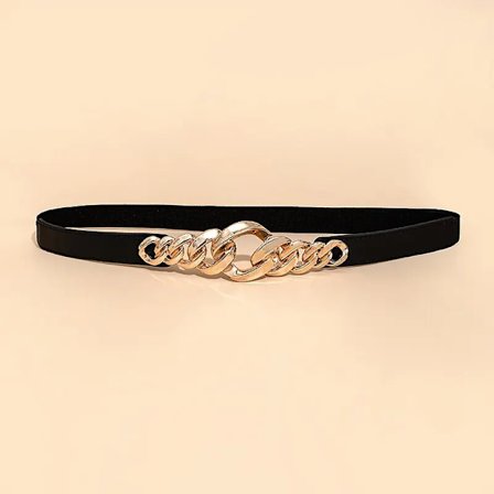 1Piece Suit Black Belted Elastic Metal Buckle Dress Jeans With Womens Belt