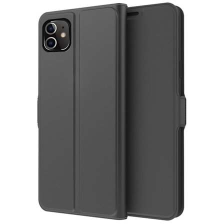 Smidigt och tunt PU-läder iPhone 12 / iPhone 12 Pro fodral - Svart