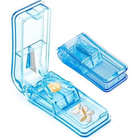 1 kpl tablettileikkuri (sininen) pienten ja suurten tablettien leikkaamiseen ja murskaamiseen