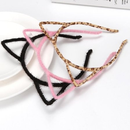 3 stk søte katteører plysj pannebånd leopard solid elastisk hårbøyle par