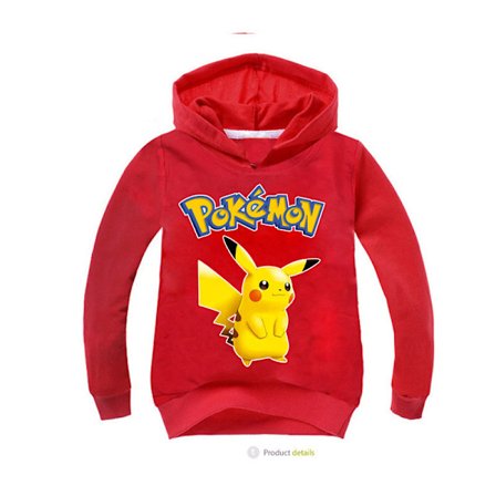 Kläder med tryck av Pikachu-seriefigur, Långärmad hoodie för barn - Röd - 130 cm