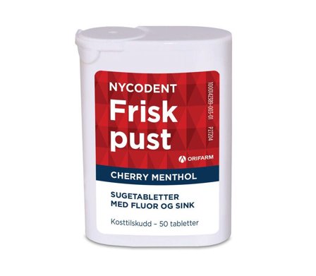 Nycodent Frisk pust Cherry Menthol sugetabletter 50 stk