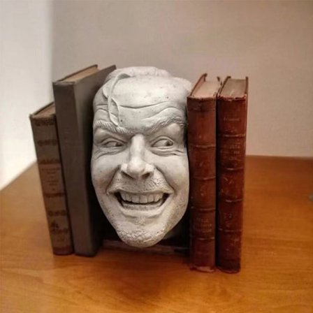 Skulptur af den skinnende bogstøtte bibliotek Johnny Skulptur dekor
