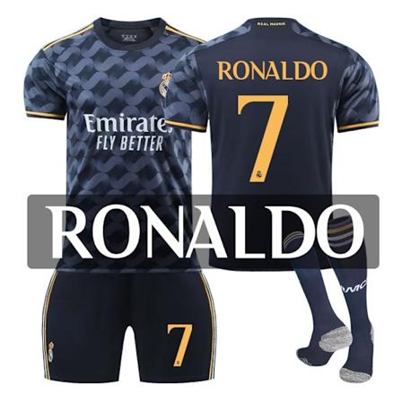 23-24 Real Madrid bortaställ för barn och vuxna med strumpor No.7 RONALDO No.7 RONALDO 26