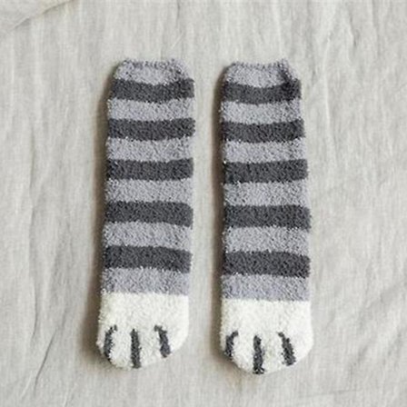 Mote Kvinners Kattepote Stripete Sokker Tykke Korallfleece Jenter Sove Sokker Gulvsokker