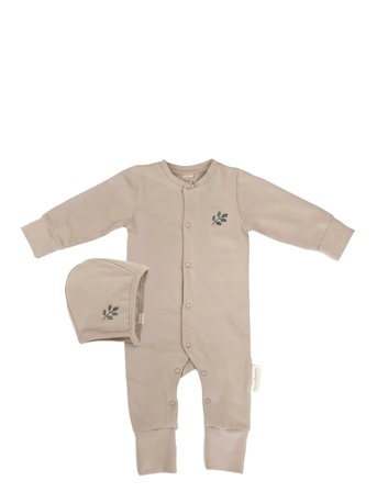 Moonboon Sleep Suit & Bonnet Giftbox, 1-3 M. - Beige - 56/62CM