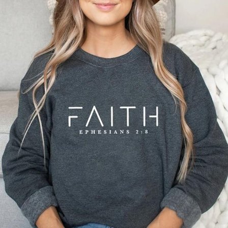 Trendig Faith Sweatshirt Bibelversskjorta Kristna kläder Dam Streetwear Tröja Huvtröja Estetiska kläder