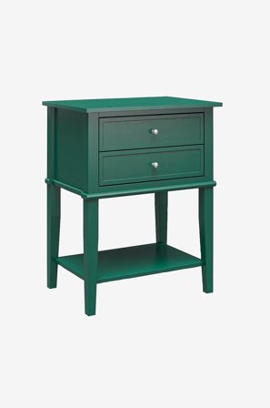 Dorel Home - Endebord med 2 skuffer Franklin - Grønn - Avlastningsbord & sidebord - Fra Homeroom