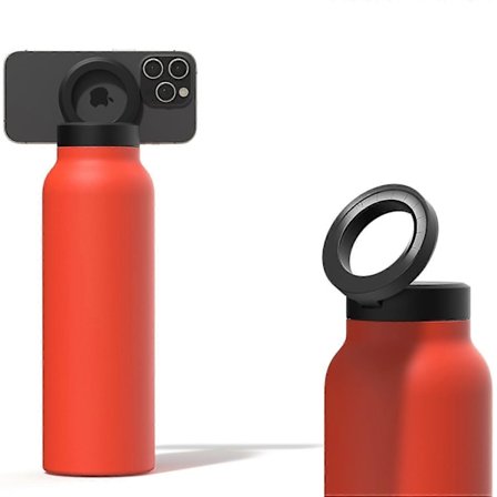 710 ml:n eristetty vesipullo magneettisella puhelinpidikkeellä - kuuma 12 tuntia, kylmä 24 tuntia, 360° kääntyvä, urheilutermoslahja miehille ja 