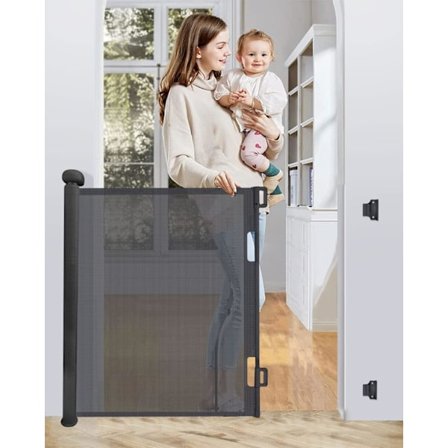 Retractable Safety Gate 0-140cm, Extendable Child Safety Gate, One-handed Operation Dog Gate