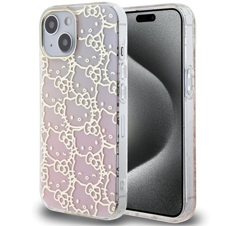 Hello Kitty IML Gradient Electrop Crowded Kitty Huvudfodral för iPhone 15 - rosa