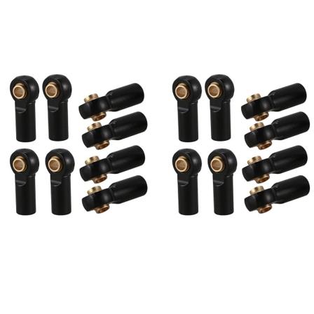 16 stk M3 Kuleleddforbindelsesstang Stangtetninger Kulehode Styrestang Endestykke for 1/10 RC Bil Lastebil Buggy Svart