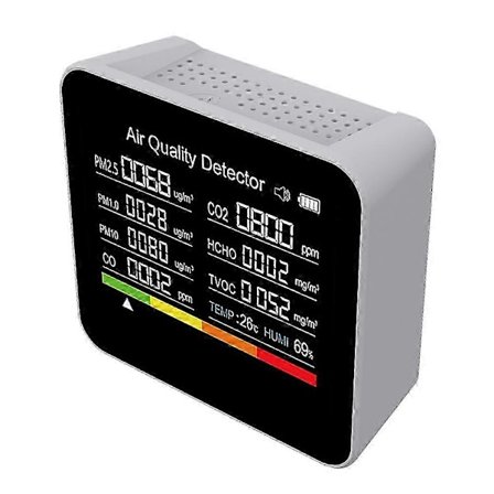 9 i 1 Luftkvalitetsmåler CO2-måler multifunktionel CO TVOC HCHO PM2.5 PM1.0 PM10 CO2-sensor Temperatur Fugtighedsmonitor værktøjer