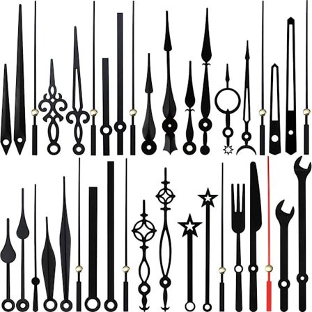 ING 14 erilaista seinäkellon viisaria kellokoneiston lisävarusteet kellokoneiston viisarit seinäkellon viisarit korjauksiin tai tee-se-itse-