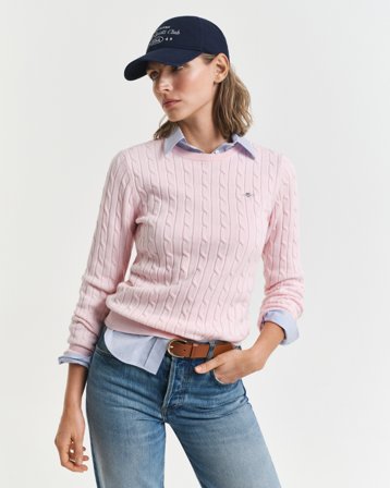 GANT Damen Zopfstrick Rundhalspullover aus Stretch-Baumwolle (XXL)