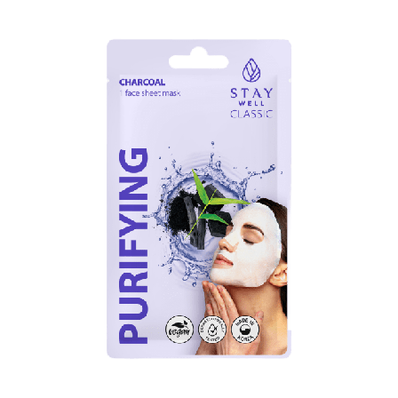 Stay Well Classic sheet mask - CHARCOAL Purifying Ansiktsmask & peeling Dam 22G