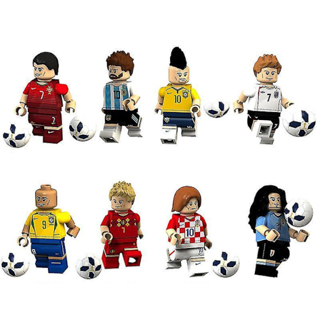 Football Messi Neymar Minifigure Assembled World Cup Football Team Building Block Toy 8pcs