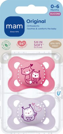 Mam Original narresmokk 0-6 måneder rosa 2 stk