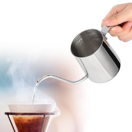 Hellekaffe-kjele i rustfritt stål, gåsehalskjele, bærbar, mini, 250 ml, lang, smal tut, dryppkaffe-tekanne uten lokk, til hjemmekontor[med