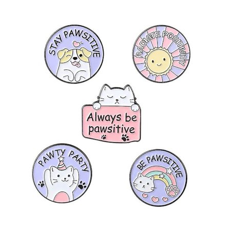 Katt Hundefarget Emblemsmerke Rund Sol Klo Broche Kvinners Søt Ryggsekk Lapel Pin Tegneserie Anime Metall Smykker Gave
