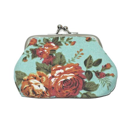 Blå blomstret - Pung [Lille v1] Blå Blå one size