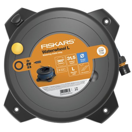 Fiskars Solid Waterwheel Slangvinda L, 13 mm, med 30 m slang, Bevattning